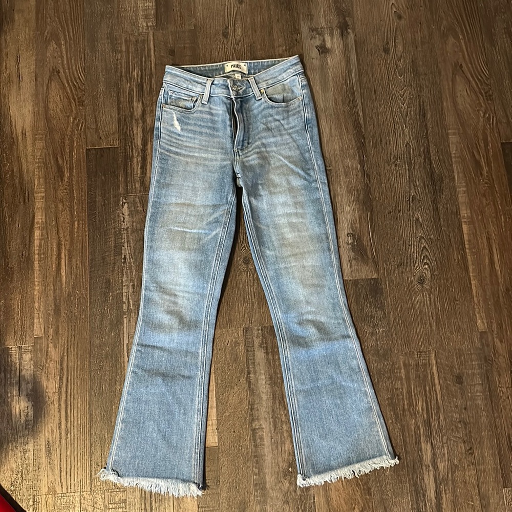 Paige Premium ankle length mini flare with frayed bottoms